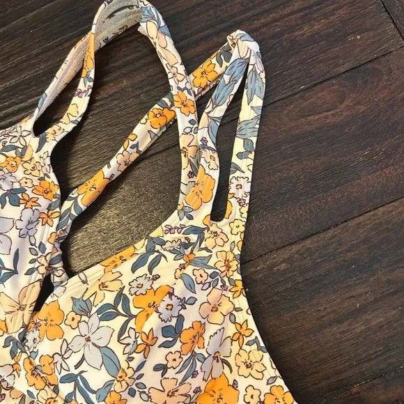 NWT One Piece Tummy Control Deep V Neck Double Straps Back Tie Swimsuit - Picture 13 of 15